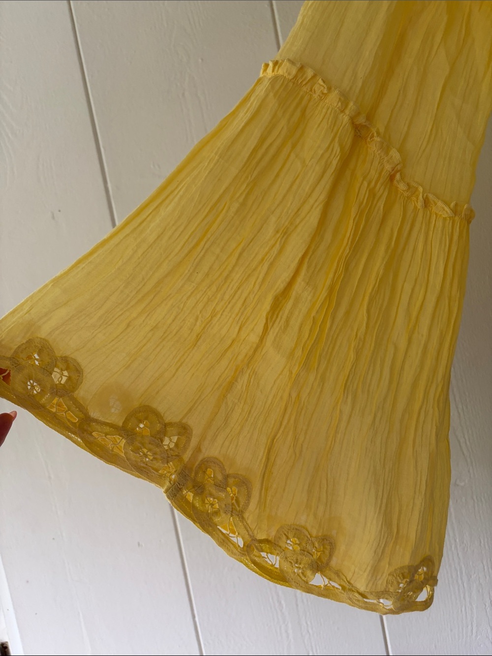 Free People Yellow Ruffled Button-Up Blouse - Picture 4 of 8